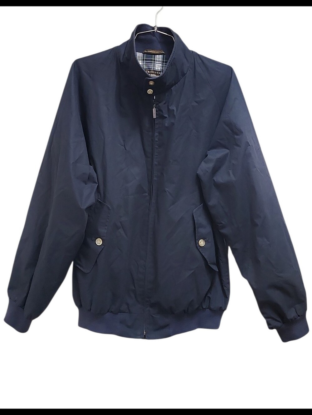 Mackintosh Scotland Men's Tartan Plaid Lined Zip Bomber Style Jacket Blue Large